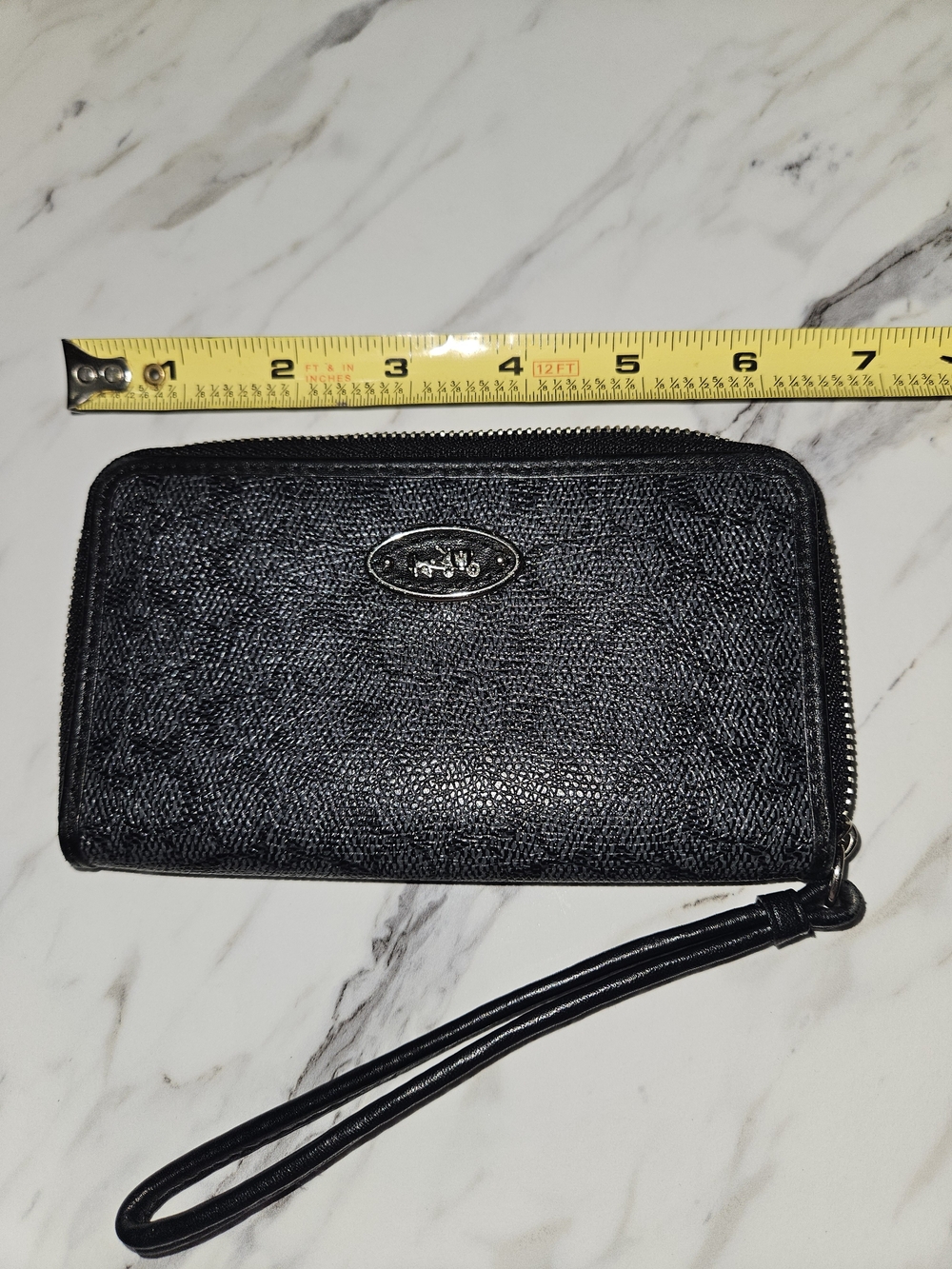 Coach Black Signature Zip Wristlet